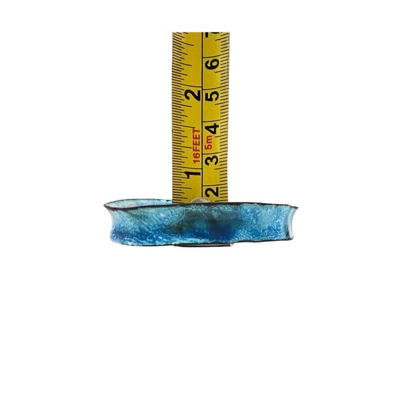 Handmade Enamel Copper Bangle Bracelet Boho Organic Blue Unique Artisan Jewelry - Picture 13 of 14